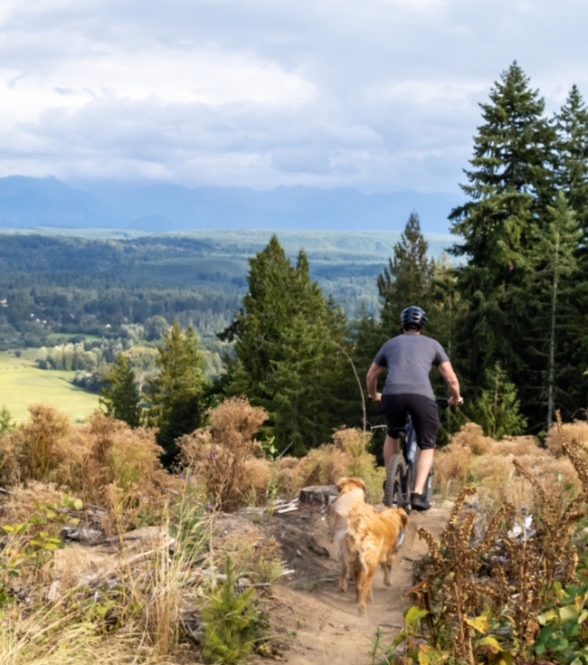 man biking through hills man biking through hills