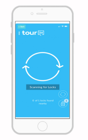 Animated phone for tour24 app scanning for locks